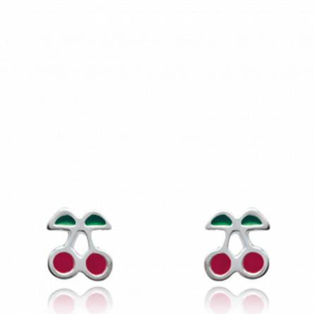 Children silver  cerises red earring