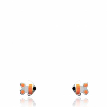 Children silver Poissons orange earring