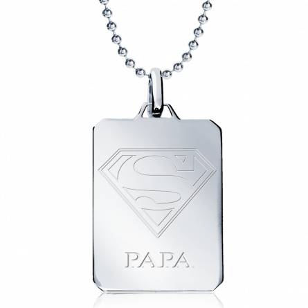 Collana uomo argento Super Papa Superman rettangolo