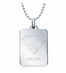 Collier Homme Argent Super Papa Superman