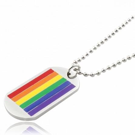 Collier avec pendentif plaque Rainbow 