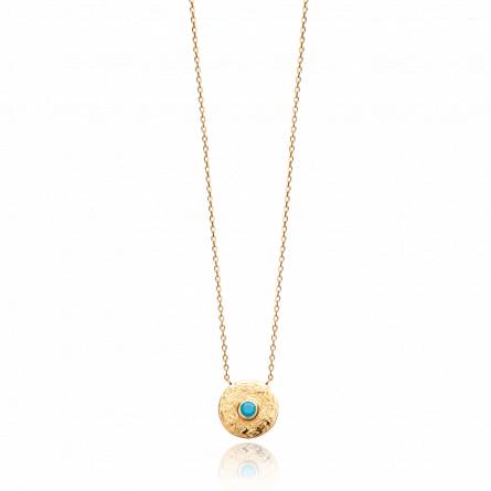Collier femme plaqué or Dalilady ronde turquoise