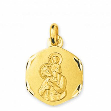 Gold Saint Christophe medaillon pendant