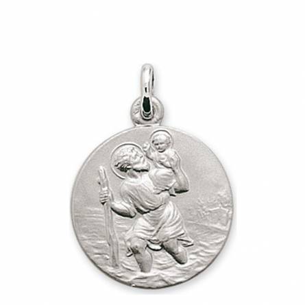 Médaille Or blanc Saint Christophe Protecteur