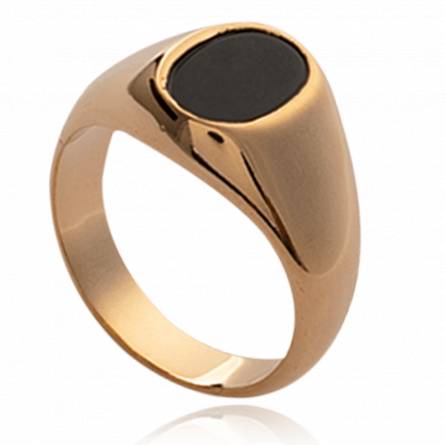 Man gold plated black ring