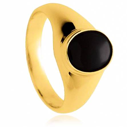 Man gold plated Corneille black ring