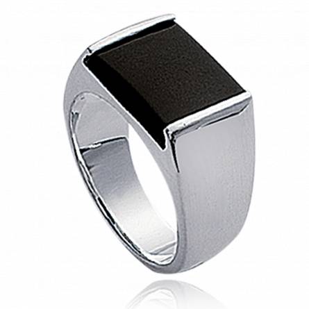 Man silver Adis black ring