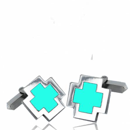 Man silver Eulalie turquoise cufflinks