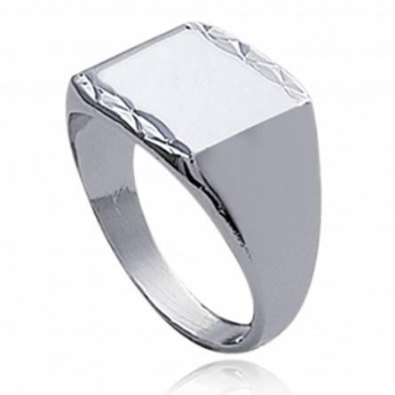 Man silver  lévitation 1 square ring