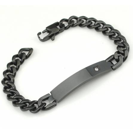 Man stainless steel curb black bracelet