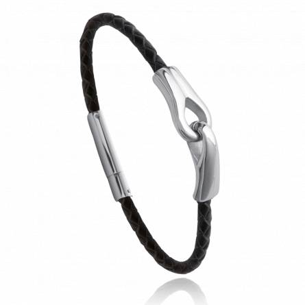 Man stainless steel Floréal black bracelet