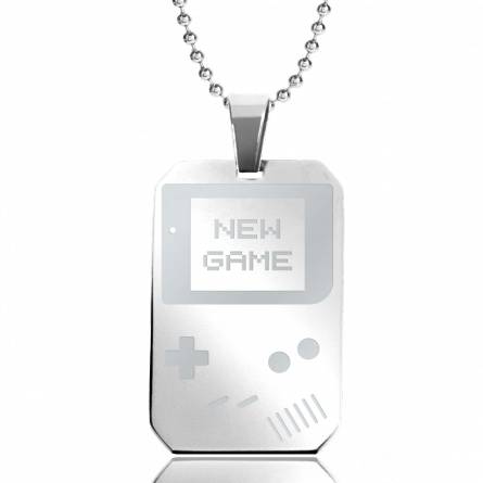 Man stainless steel  Game Boy new Game rectangles beaded necklace