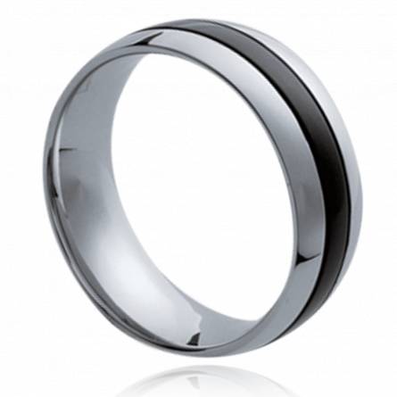 Man stainless steel Symbolique émail black ring