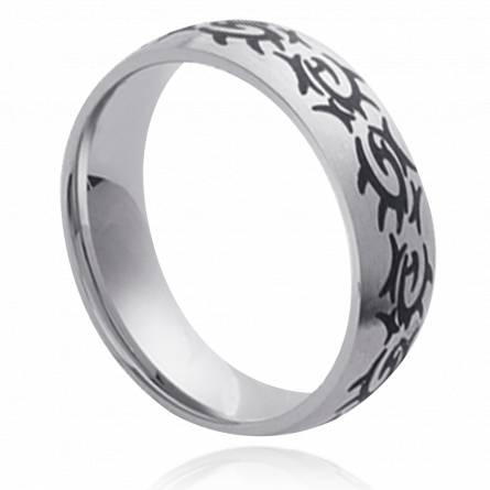 Man stainless steel Tribal 1 black ring