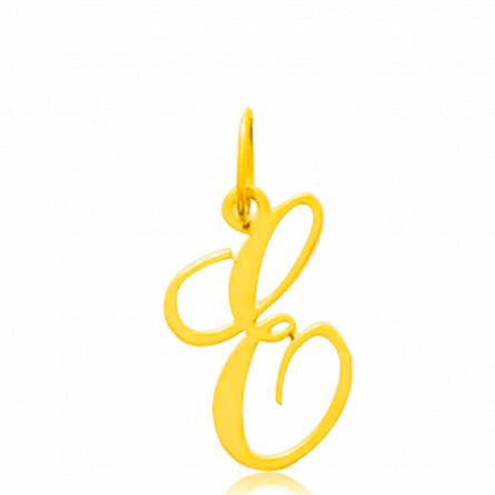 Pendentif or jaune lettre E traditionnel