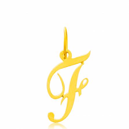 Pendentif or jaune lettre F traditionnel