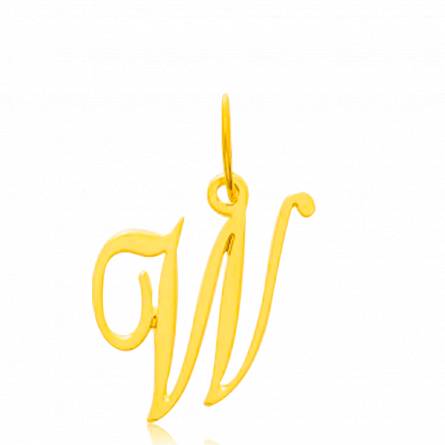 Pendentif or jaune lettre W traditionnel