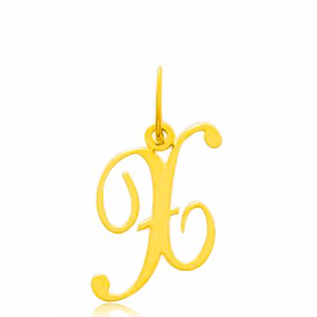 Pendentif or jaune lettre X traditionnel