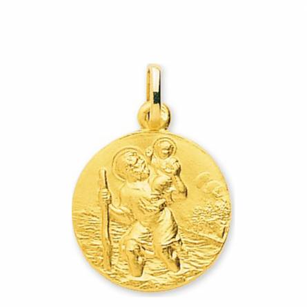 Pingente ouro Saint Christophe avec Jésus dans l'eau medalhão