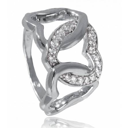 Silver entwined hearts ring