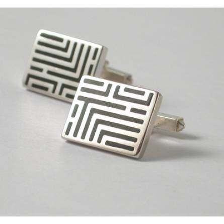 Silver Resin Graphic Cuff Link
