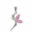 Silver winged fairy pink pendant mini