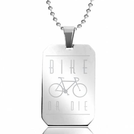 Stainless steel Bike Or Die rectangles necklace