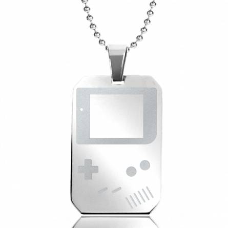 Stainless steel  Game Boy  rectangles beaded necklace