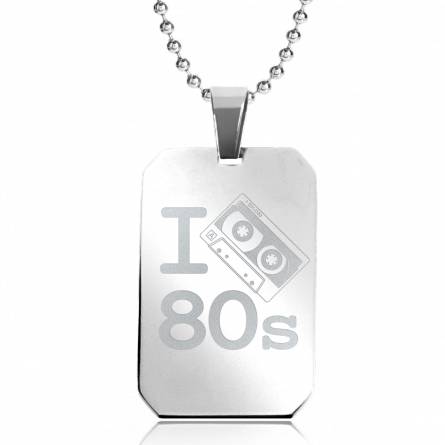 Stainless steel I Love 80'S rectangles beaded necklace