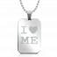 Stainless steel I love Me rectangles beaded necklace mini