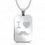 Stainless steel I love Moustache rectangles beaded necklace mini