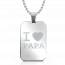 Stainless steel I love Papa rectangles beaded necklace mini