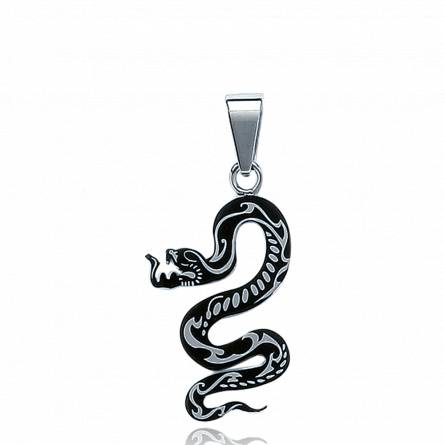 Stainless steel Ruthénium serpent pendant