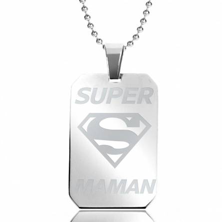 Stainless steel Super Maman rectangles beaded necklace
