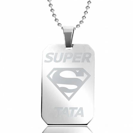Stainless steel Super Tata rectangles beaded necklace