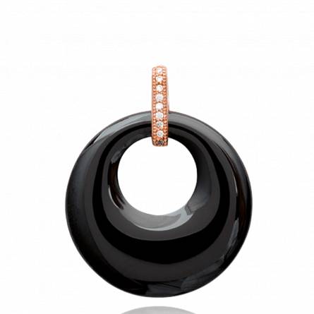 Woman ceramic Brittani circular black pendant