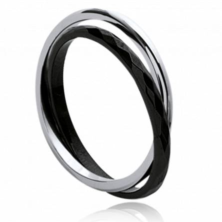 Woman ceramic Contrastées black ring