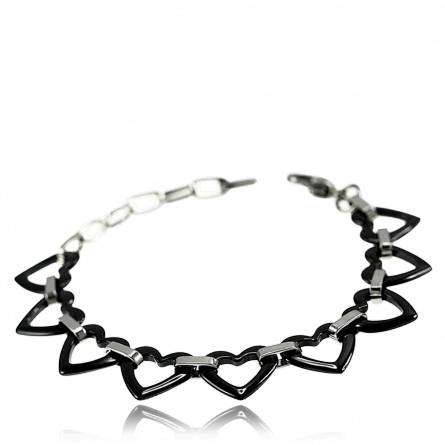 Woman ceramic Marion hearts black bracelet