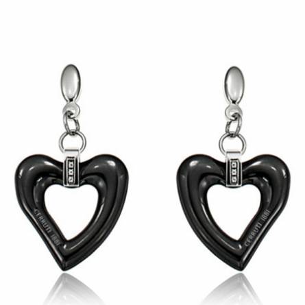 Woman ceramic Shanice hearts black earring