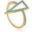 Woman gold plated Corine triangles turquoise ring mini