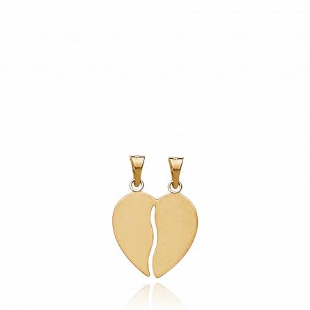 Woman gold plated Fendu lisse hearts pendant