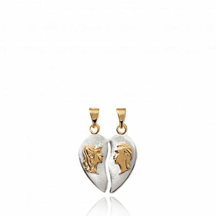 Woman gold plated  Fendu Visages hearts pendant