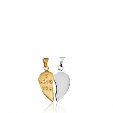 Woman gold plated I love you hearts pendant