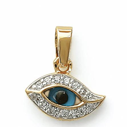 Woman gold plated  illuminé blue pendant