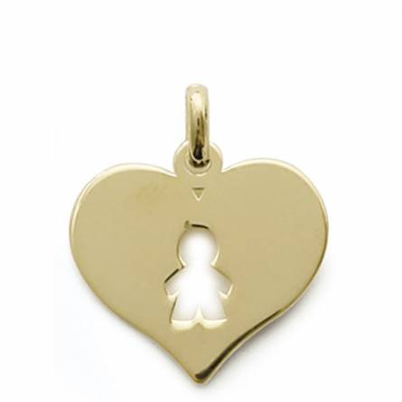 Woman gold plated Ouvert garcon hearts pendant