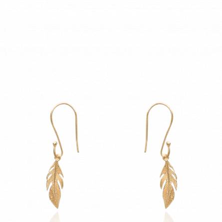 Woman gold plated Plume Karel yellow earring