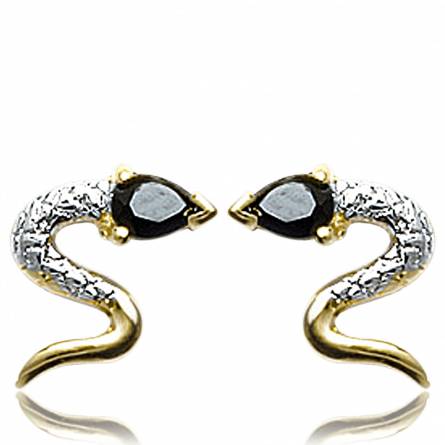 Woman gold plated Tentation black earring