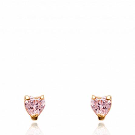Woman gold plated Viraca rose hearts pink earring