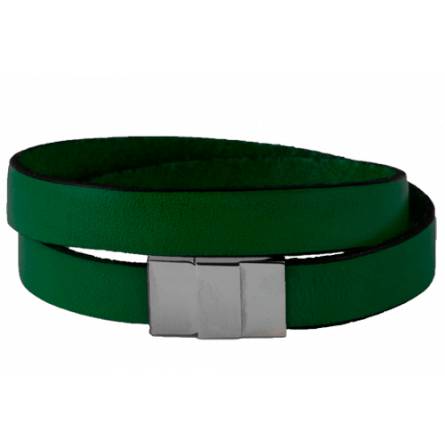 Woman leather Double green bracelet