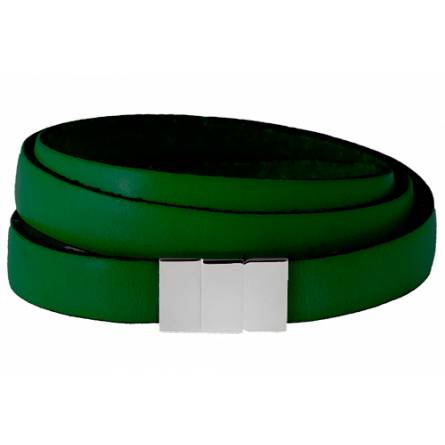 Woman leather Plat triple green bracelet